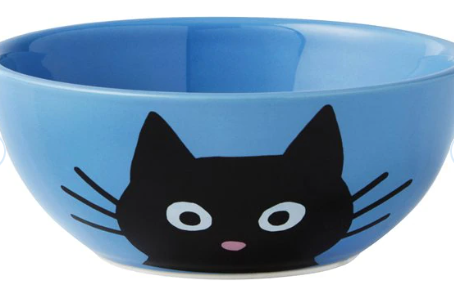 Blue Meow Bowl  1-Cup Ceramic