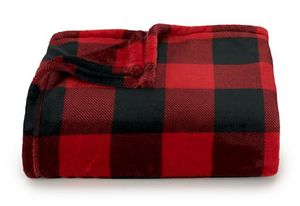 60" x 72" (5 ft x 6 ft) Red & Black Plaid Throw. Keep Pet Vehicle & Bed Covered