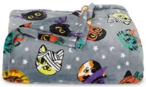 60" x 72"  (5 ft x 6 ft) Batty-Hat Cats Throw. Keep Pet Vehicle & Bed Covered