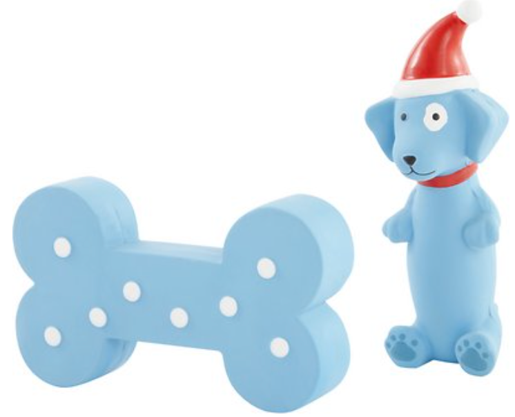 Squeaking Blue Dog & Bone