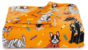 60" x 72" (5 ft x 6 ft) Dog Halloween Throw. Keep Pet Vehicle & Bed Covered