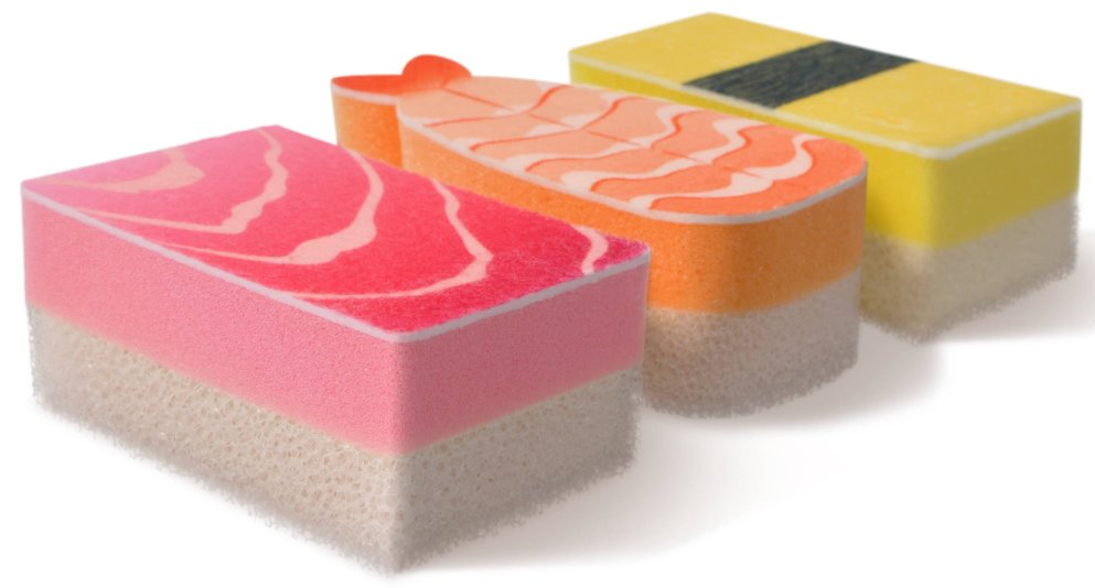 Sponge-Wash Pet Bowls with a Trio of Sushi Sponges