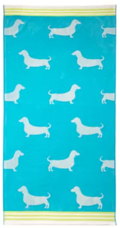 Pups' Dedicated Bath / Beach Towel in Aqua: 3 x 6 feet